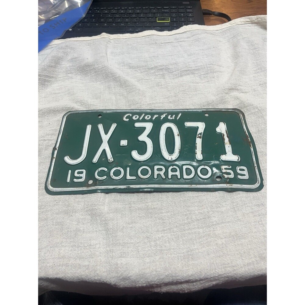 1959 COLORADO License Plate JX -3071